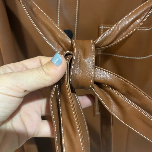 STAUD Oz Faux Leather Belted Dress Size Large - Picture 14 of 16